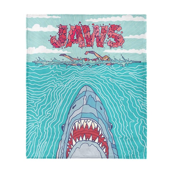 Jaws Squiggle Poster Multicolored Silk Touch Throw Blanket 60 in. x 80 in.