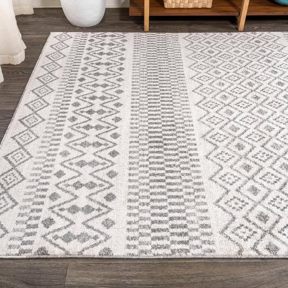 Ifrane Gray and Cream Geometric Stripe 3x5 Area Rug