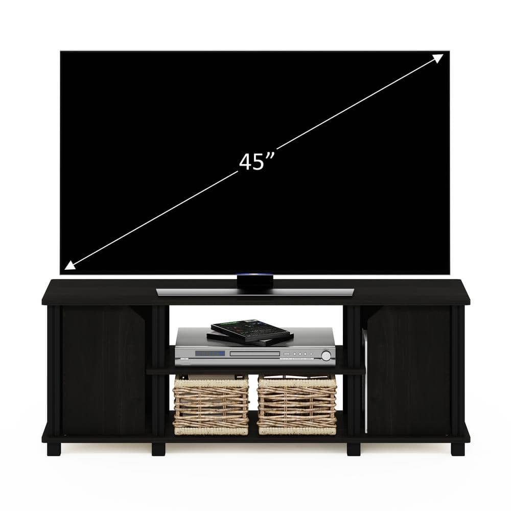 Espresso Black Composite Wood TV Stand with Shelves