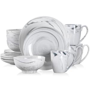 16-Piece Marbling Gray Porcelain Dinnerware Set (Service for 4)