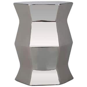 Modern Hexagon Plated Silver Ceramic Garden Stool