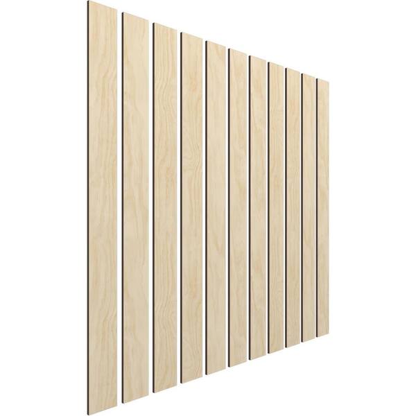 Ekena Millwork SWW66X48X0375AL 47H x 3/8T Adjustable Wood Slat Wall Panel Kit w/ 2W Slats, Alder (contains 22 Slats)