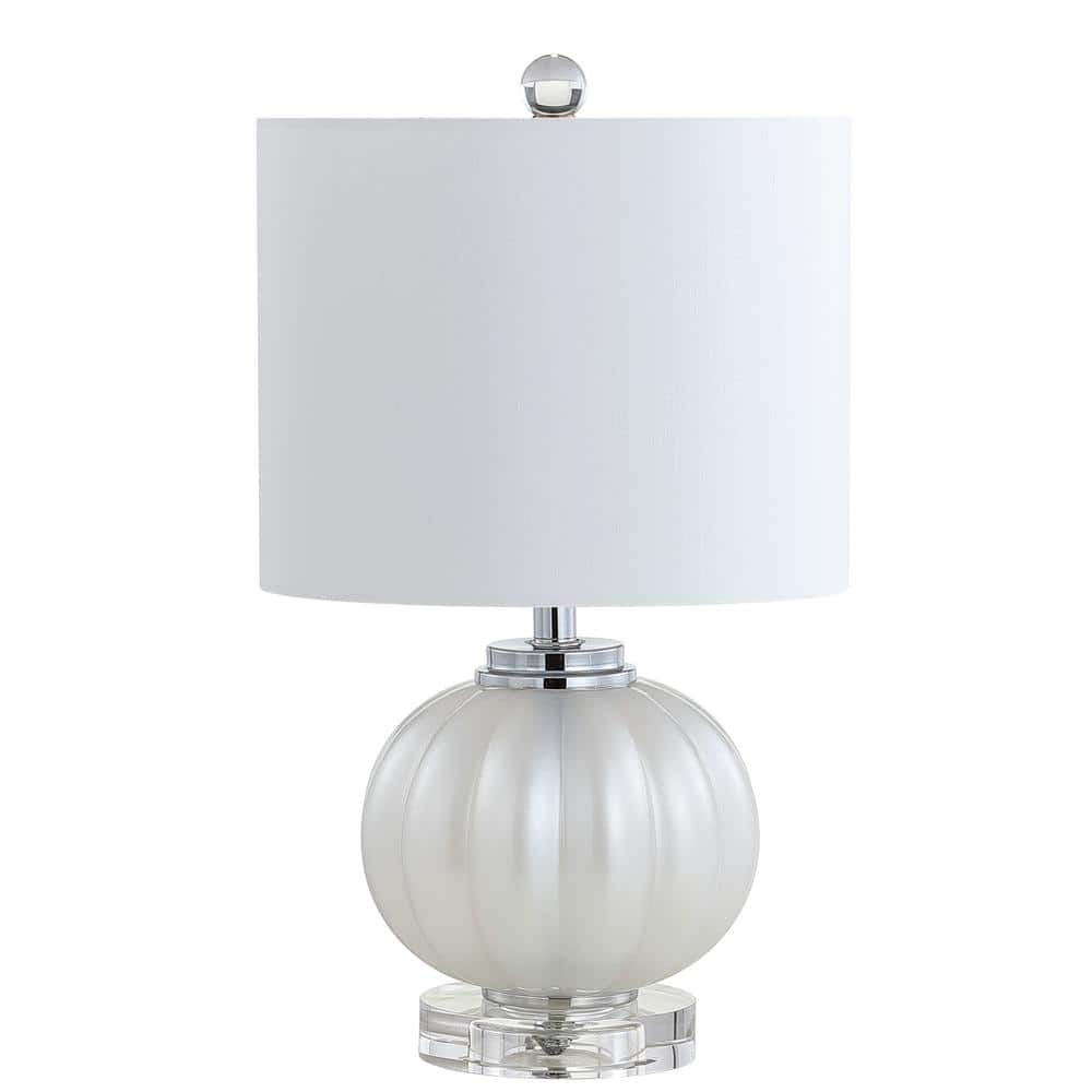 Iridescent Ivory 17.5" Glass Table Lamp with White Silk Shade