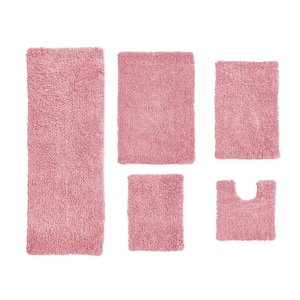Fantasia Bath Rug 100% Cotton Bath Rugs Set, 5-Pcs Set with Contour, Pink