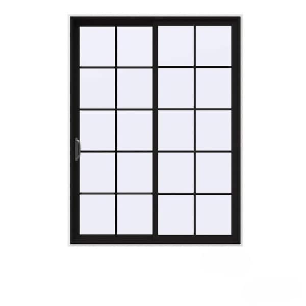 JELD-WEN 72 in. x 96 in. V-4500 Contemporary Black FiniShield Vinyl Left-Hand 10 Lite Sliding Patio Door w/White Interior