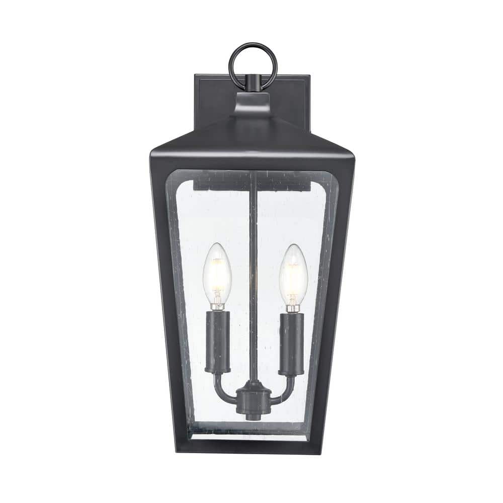 Brooks 2-Light 8.98 in. Wide Powder Coated Black Outdoor Wall Lantern with Clear Seeded Glass price history on PriceWatchPro