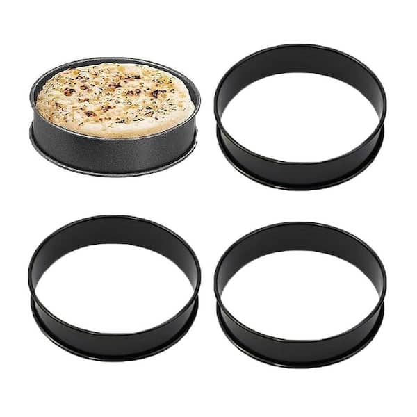 Stainless Steel Round Muffin Rings Silver Finish Nonstick Baking Molds with Double Rolled Edges 4 pcs