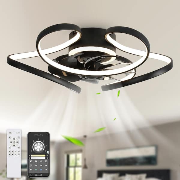 Bella Depot 22 in. Indoor Flower Design Black Dimmable Ceiling Fan with ...