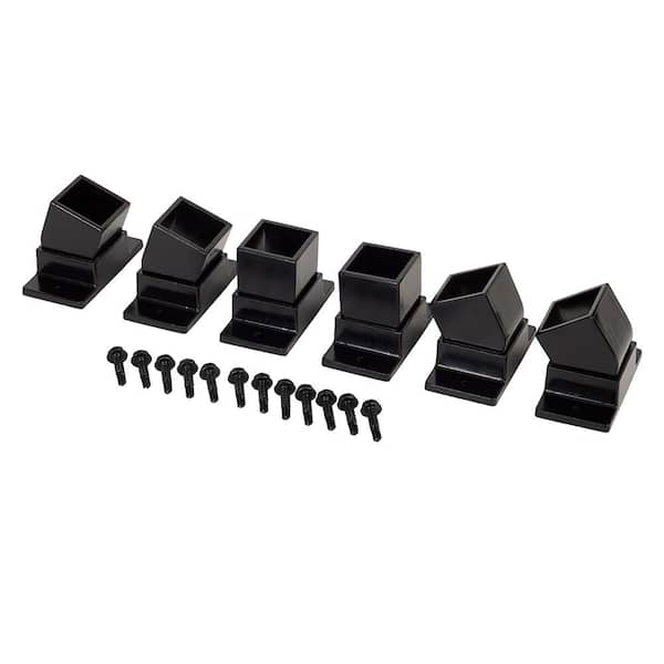 Athens Gloss Black Aluminum Fence Swivel Mount Bracket (6-Pack)