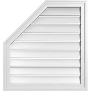 26 in. x 28 in. Octagonal Surface Mount PVC Gable Vent: Functional with Brickmould Frame