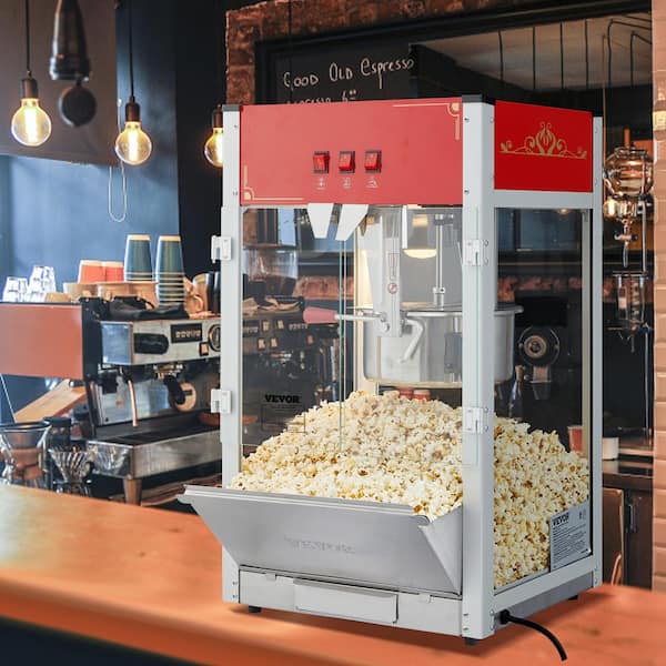 1440-Watt 12 oz. Red Countertop Popcorn Maker Kettle Commercial Popcorn Machine with 3-Switch Control