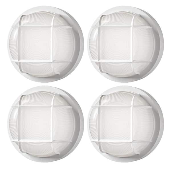 Hampton Bay 8.5 in. Coastal Nautical LED Flush Mount Outdoor Ceiling Light Sconce 800LM 7W Adjustable CCT Wet Rated (4-Pack)