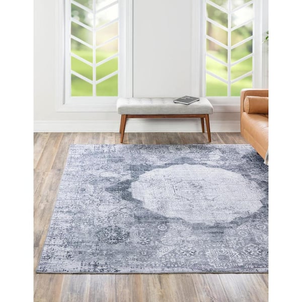 Yara Nayer Gray Ivory 7 ft. 10 in. x 7 ft. 10 in. Area Rug