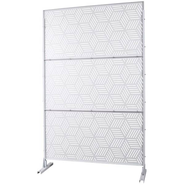 76 in. H x 48 in. W Steel Garden Fence Freestanding Outdoor Privacy Screen in White