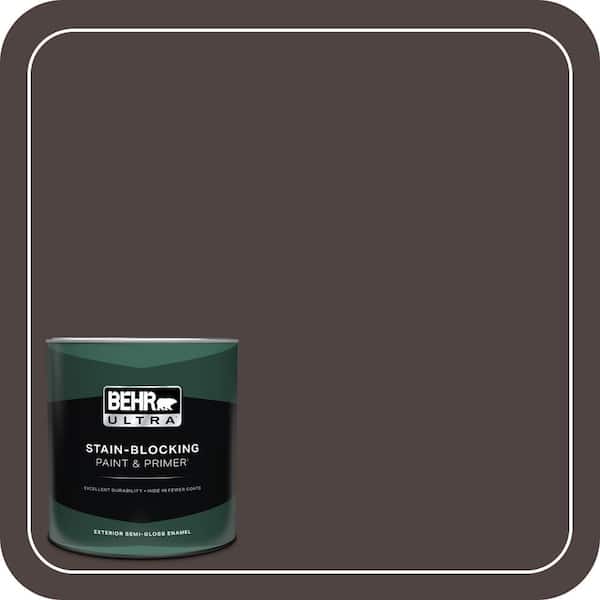 BEHR ULTRA 1 qt. #QE-24 Manchester Brown Semi-Gloss Enamel Exterior Paint & Primer