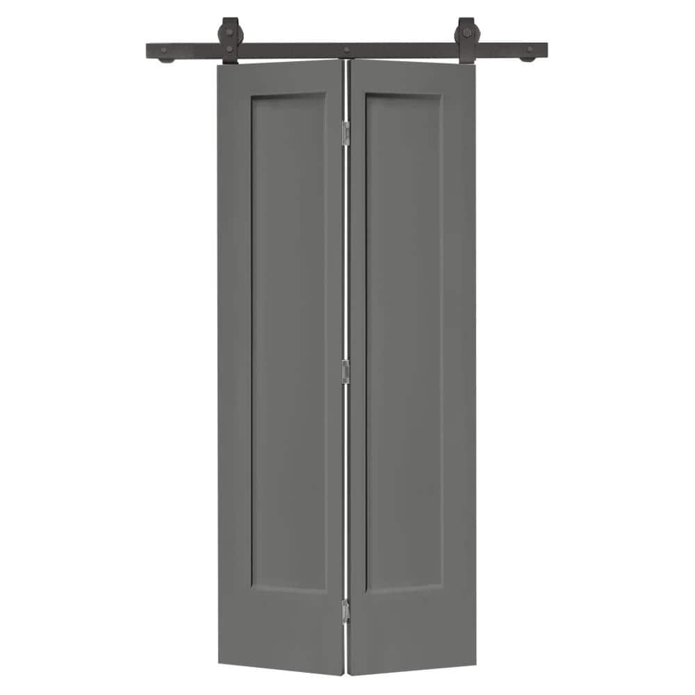 Reviews For Calhome In X In Panel Shaker Light Gray Painted Mdf Composite Bi Fold Barn