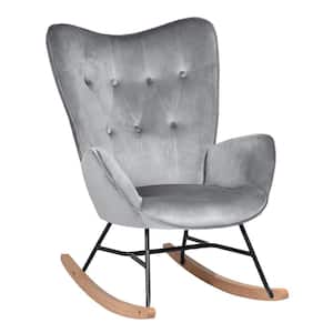 Epping Dark Grey Velvet Upholstered Rocking Chair