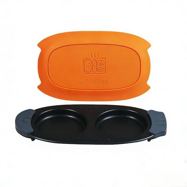 Dual-Zone Microwave Egg Cooker with Non-Stick Coating Silicone  Metal, Portable for Home and Travel in Orange