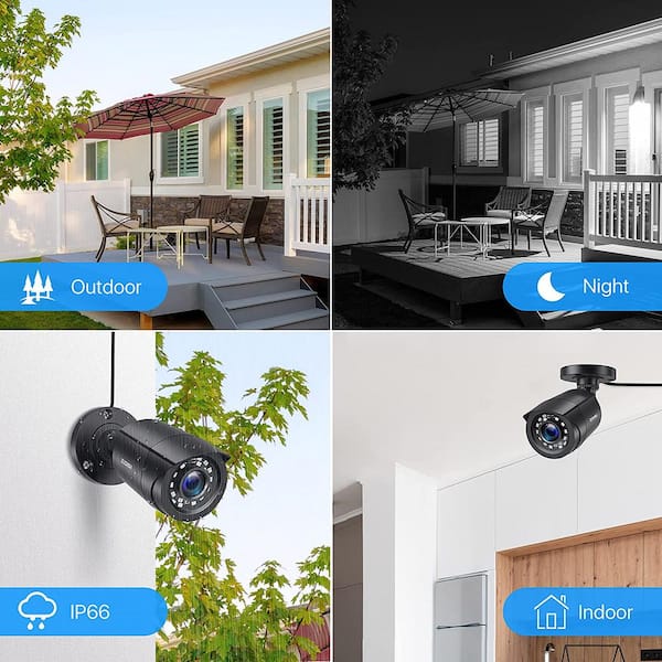 H.265+ 8-Channel 2MP No Hard Drive DVR Outdoor Security Camera System with 8-Wired 1080P Outdoor Bullet Cameras