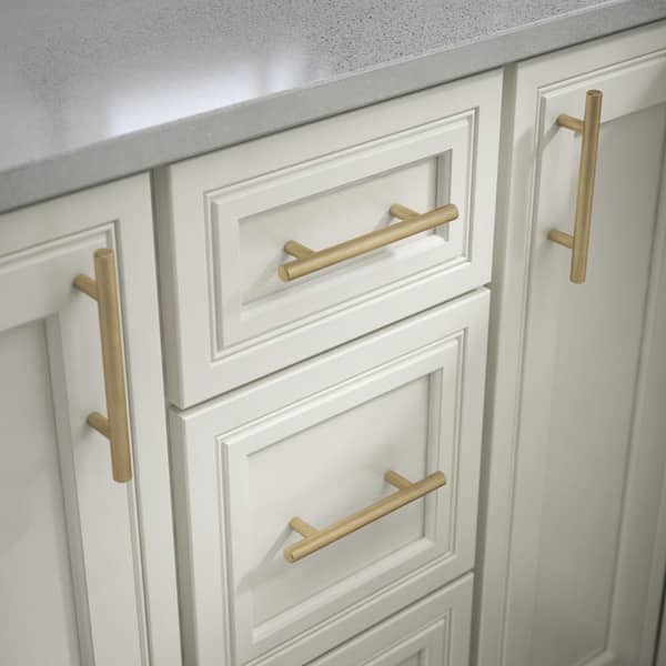 Solid Bar 3 in. (76 mm) Modern Champagne Bronze Cabinet Drawer Bar Pull