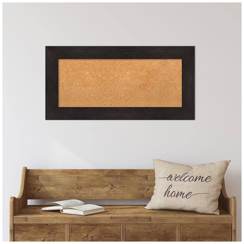 Espresso Framed Natural Cork Bulletin Board 39" x 21"
