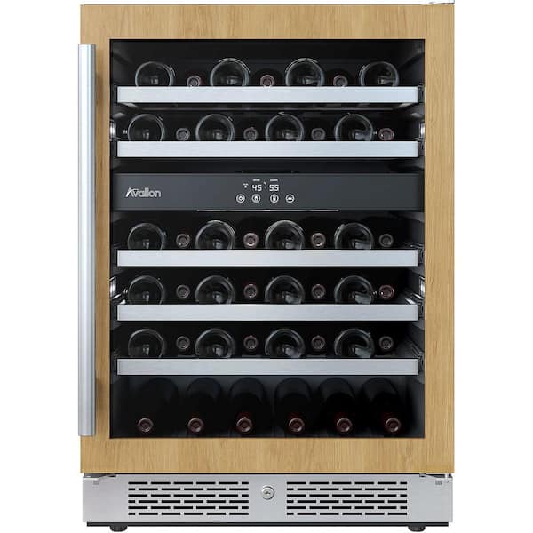 24 in. Dual Zone 45-Wine Bottles Wine Cooler in Custom Panel Ready