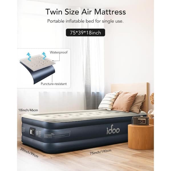 YENING Twin Size Air Mattress With Built In Pump Raised Single Inflatable Bed Blow Up Mattressith Camping Airbed 18 Inch Tall