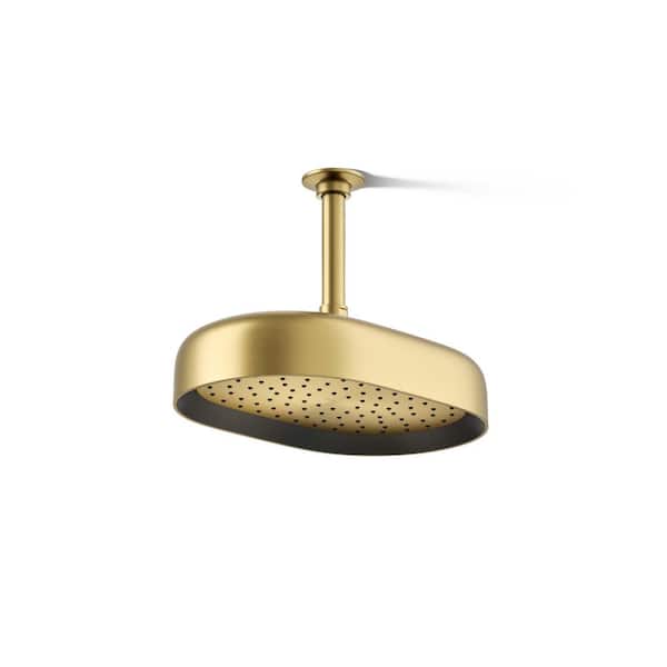 KOHLER Statement 1-Spray Patterns with 2.5 GPM 10 in. Wall Mount Fixed Shower Head in Vibrant Brushed Moderne Brass