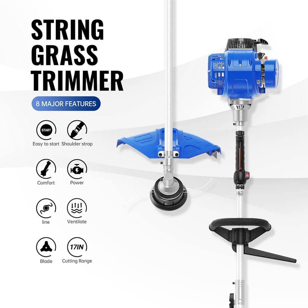 WILD BADGER POWER 31cc String Trimmer 4-Stroke 31cc Brush Cutter Blade Gas Shoulder Strap String Trimmer Rubber Handle WBP31BCF