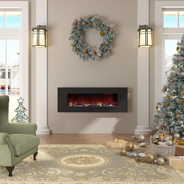 5120 BTU 50 in. Wall-Mounted Electric Fireplace Insert with Double Overheat Protection & 2-Speaker Stereo Sound