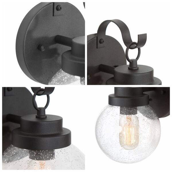 Lnc Amonti 1 Light Modern Farmhouse Black Outdoor Wall Lantern Sconce Decorative Coach With Seeded Glass Shade 2 Pack Vrmrffhd108bdn7 The Home Depot Lnc Amonti 1 Light Modern Farmhouse, Modern Farmhouse Black Outdoor Lighting