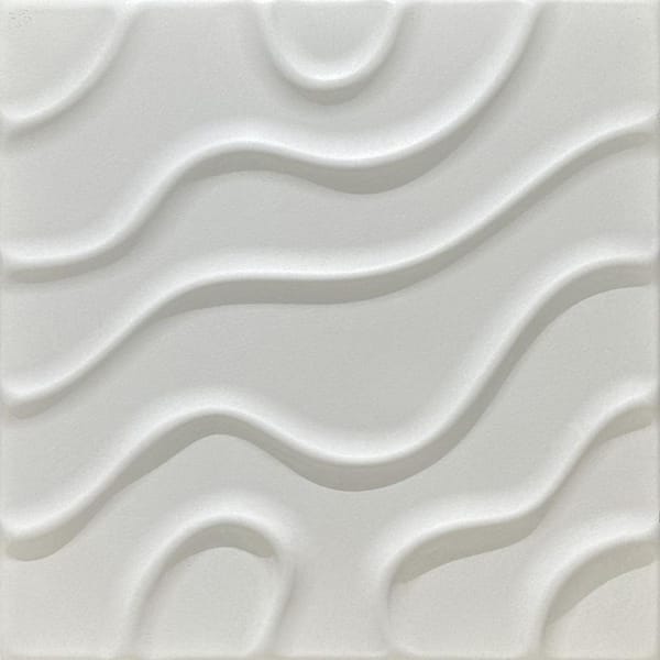 A La Maison Ceilings Modern Art Ultra Pure White 1.6 ft. x 1.6 ft. Decorative Foam Glue Up Ceiling Tile (384 sq. ft. /case)