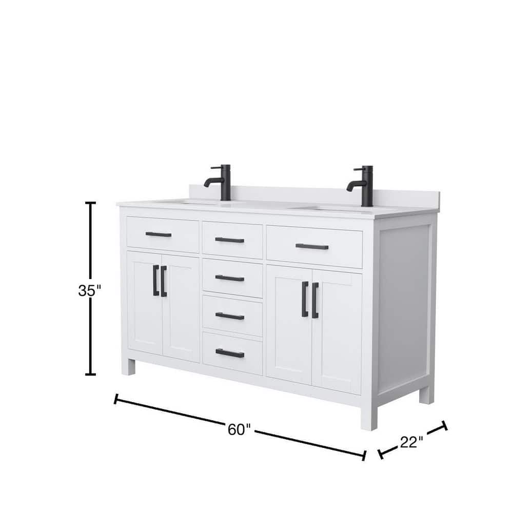 Beckett 60" White Double Bathroom Vanity with Marble Top
