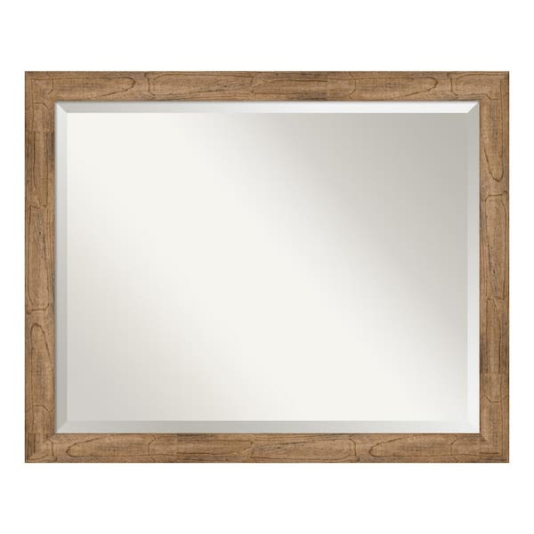 Amanti Art Owl Brown Narrow 31.5 in. x 25.5 in. Beveled Rectangle Wood Framed Bathroom Wall Mirror in Brown