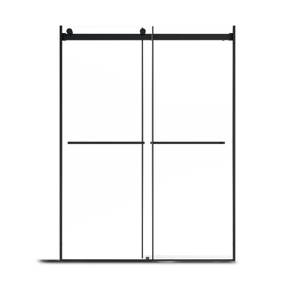 Black Frameless Double Sliding Bypass Shower Door 48" x 76"