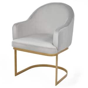 Gray Velvet Club Chair with Wide Upholstered Seat