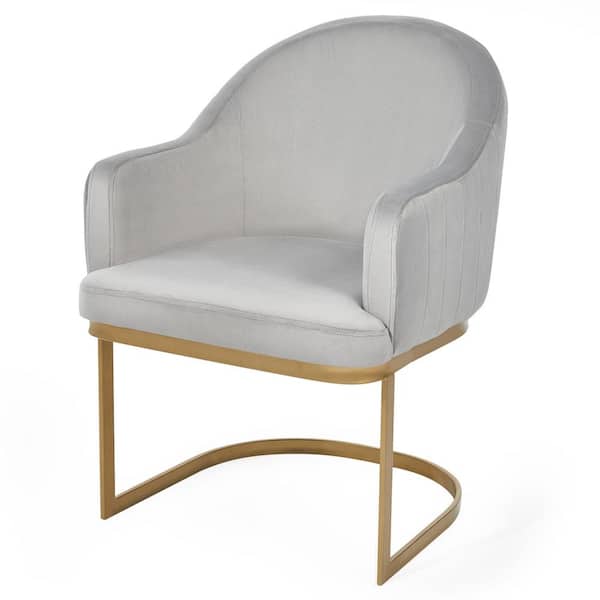 Merra Gray Velvet Club Chair with Wide Upholstered Seat