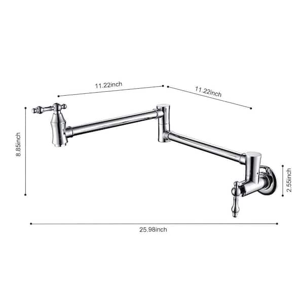 ZEPENGIA Wall Mount Folding Kitchen Pot Filler Faucet in Chrome