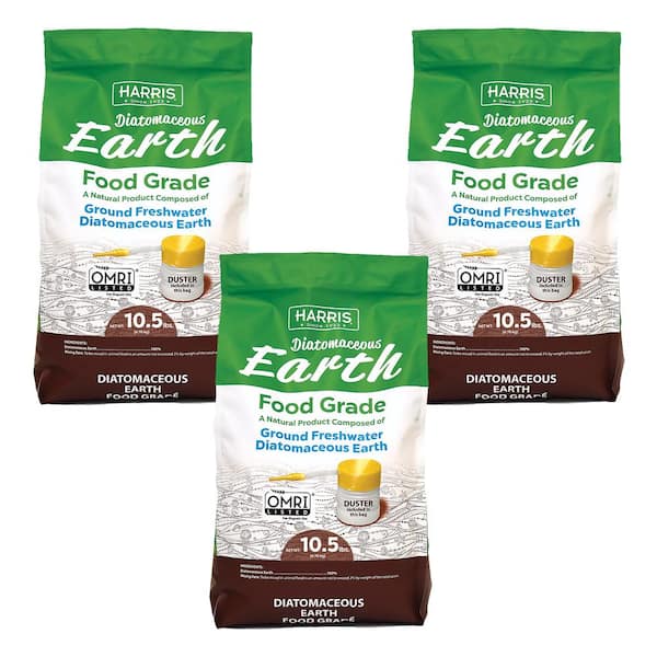 Harris 10.5 lbs. Diatomaceous Earth Food Grade 100% with 31.5 lbs. Powder Duster Applicator (3-Pack)