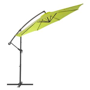 9.5 ft. Steel Cantilever UV Resistant Offset Patio Umbrella in Lime Green