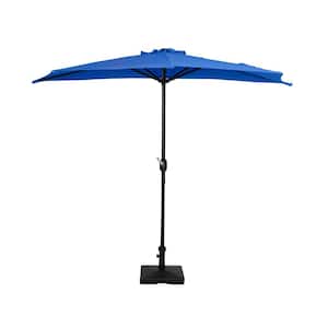 FIJI 9 ft. Market Half Patio Umbrella with 50 lbs. Concrete Base in Royal Blue