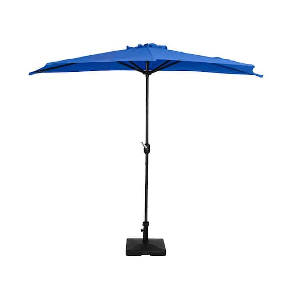 WESTIN OUTDOOR FIJI 9 ft. Market Half Patio Umbrella with 50 lbs. Concrete Base in Royal Blue
