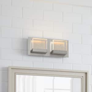 Alberson 12.2 in. W 2-Light Brushed Nickel Integrated LED Bathroom Vanity Light Bar