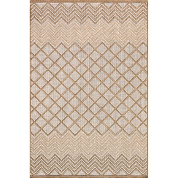 nuLOOM Eleanora Geometric Ivory 7 ft. x 9 ft. Transitional Jute Farmhouse Area Rug