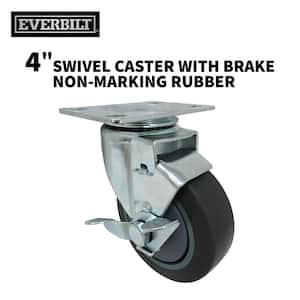 4 in. Gray Rubber Like TPR and Steel Swivel Plate Caster with Locking Brake and 250 lb. Load Rating