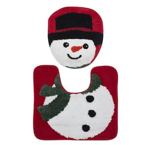 Snowman Multi-colored Polyester 2-Piece Bath Rug Set