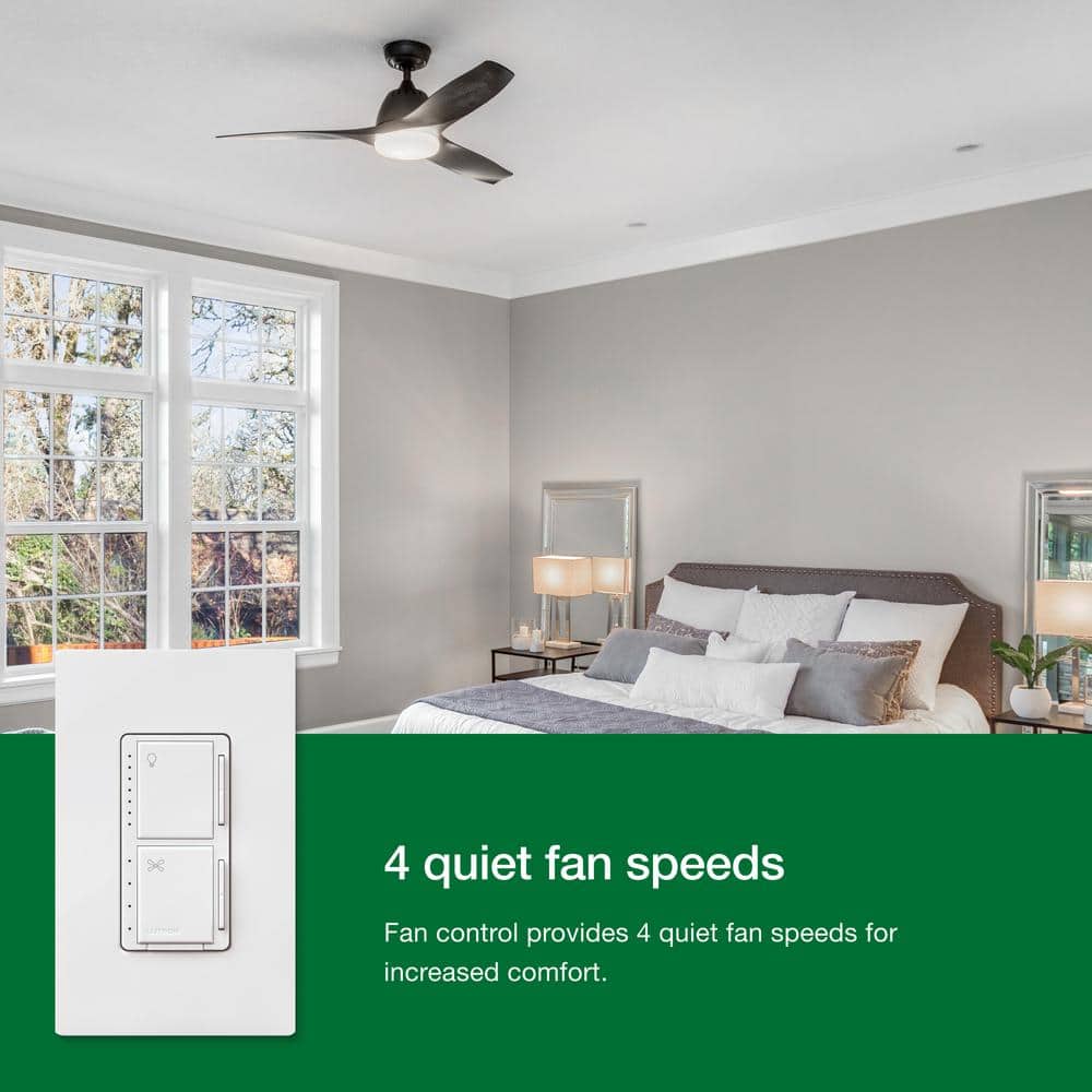 Lutron Maestro White Single Pole Fan and LED Dimmer Switch