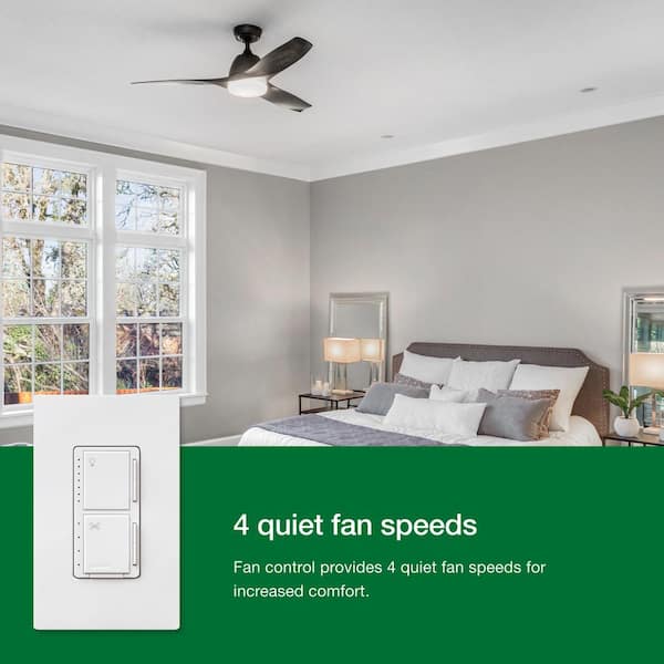 Lutron Maestro Fan Control and Light Dimmer for Dimmable LED's, Incandescent and Halogen Bulbs with Wallplate, White Lutron Maestro Fan Control and Light Dimmer for Dimmable LED's, Incandescent and Halogen Bulbs with Wallplate, White
