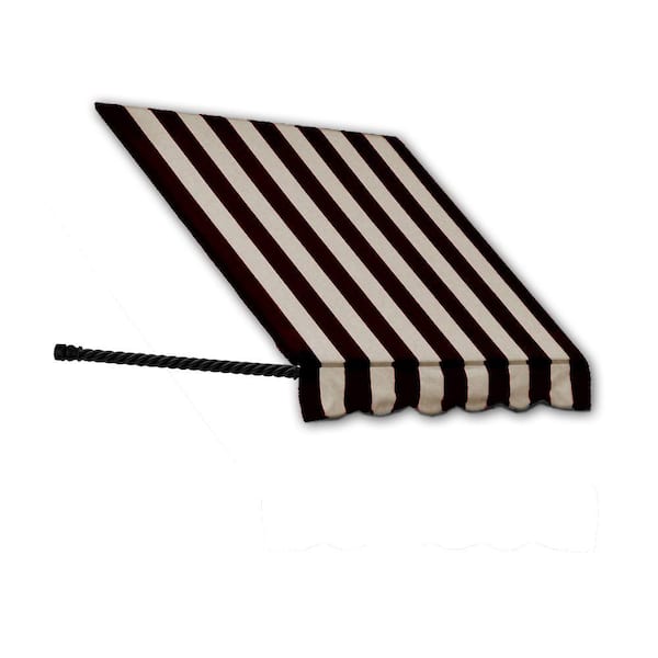 AWNTECH 4.38 ft. Wide Santa Fe Twisted Rope Arm Window/Entry Fixed Awning (56 in. H x 36 in. D) Black/Tan