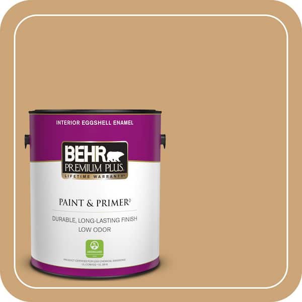 BEHR PREMIUM PLUS 1 gal. #BIC-30 Corkboard color Eggshell Enamel Low Odor Interior Paint & Primer